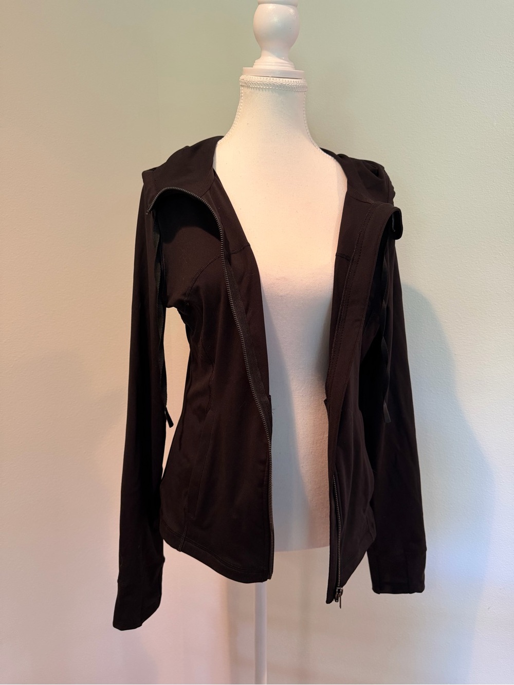 Black Hooded Athletic Jacket - Women's Zip Front - Picture 2 of 5